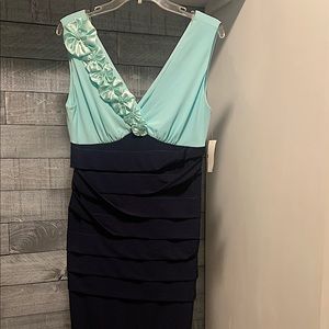 NEVER worn navy and pale aqua dress